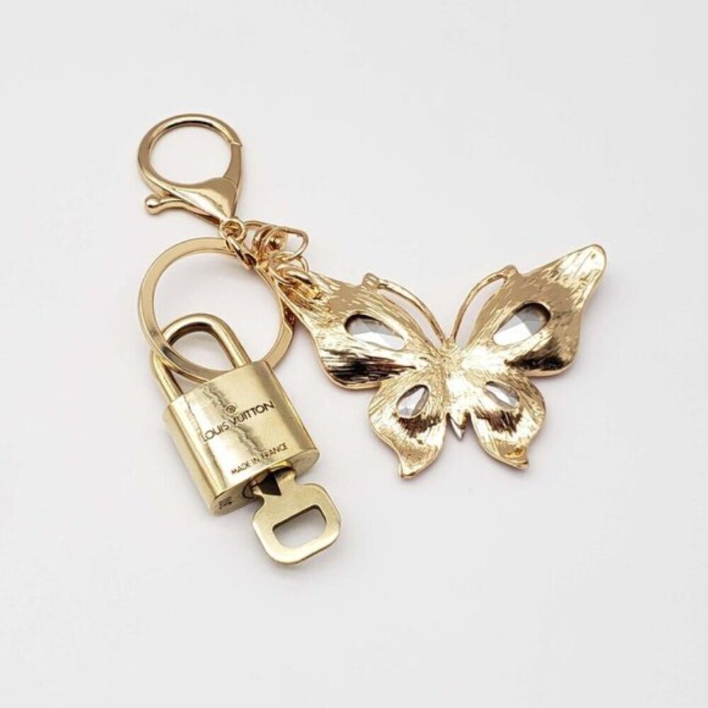 Louis Vuitton Gold Lock 🔒 Authentic LV Key + Unbranded Butterfly Bag Charm - Picture 7 of 8